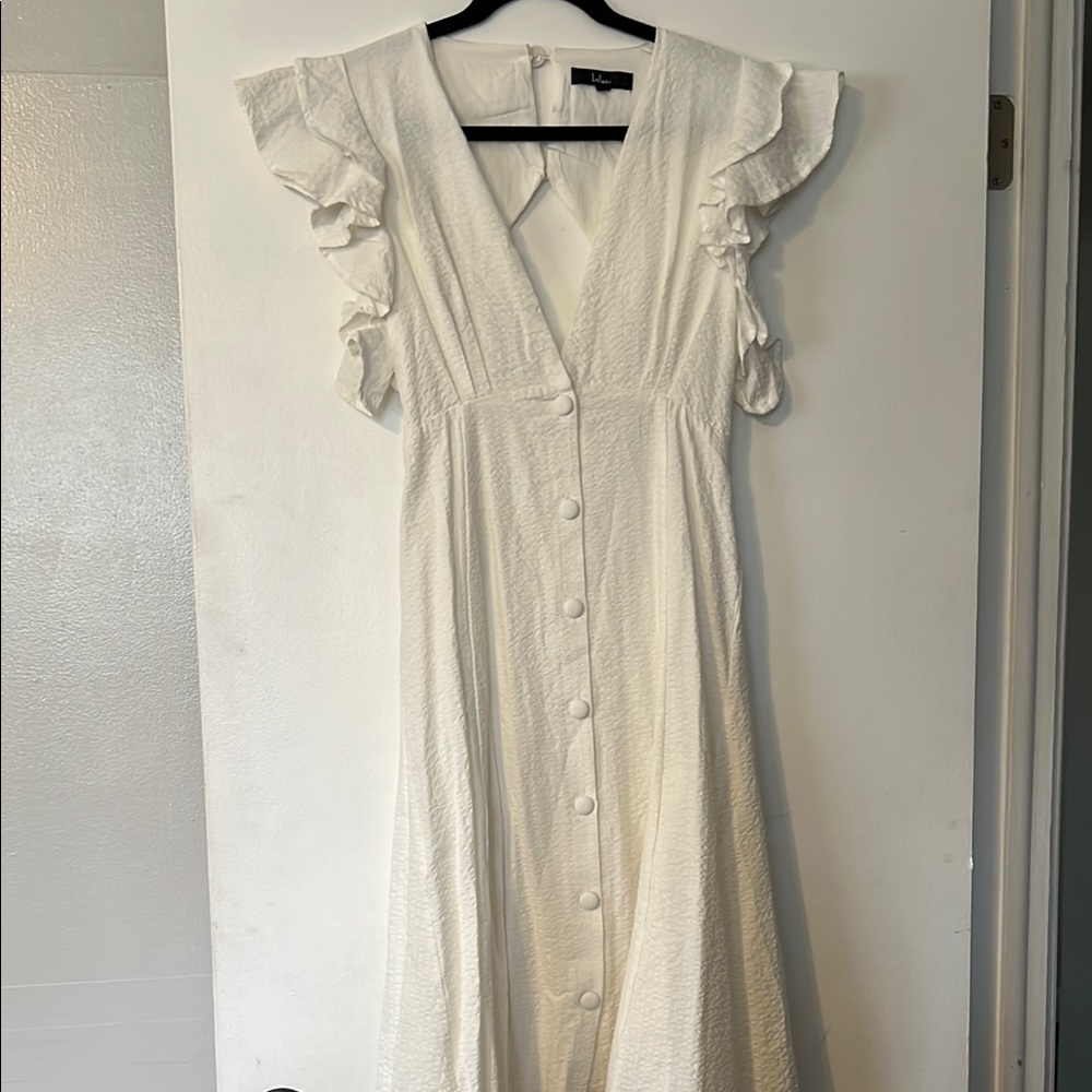 Lulu’s White Ruffle Sleeve Dress